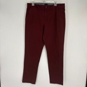 J.Crew Mens Chino Pants Burgundy‎ Straight Fit Sz 35x31 Hemmed Trousers Business